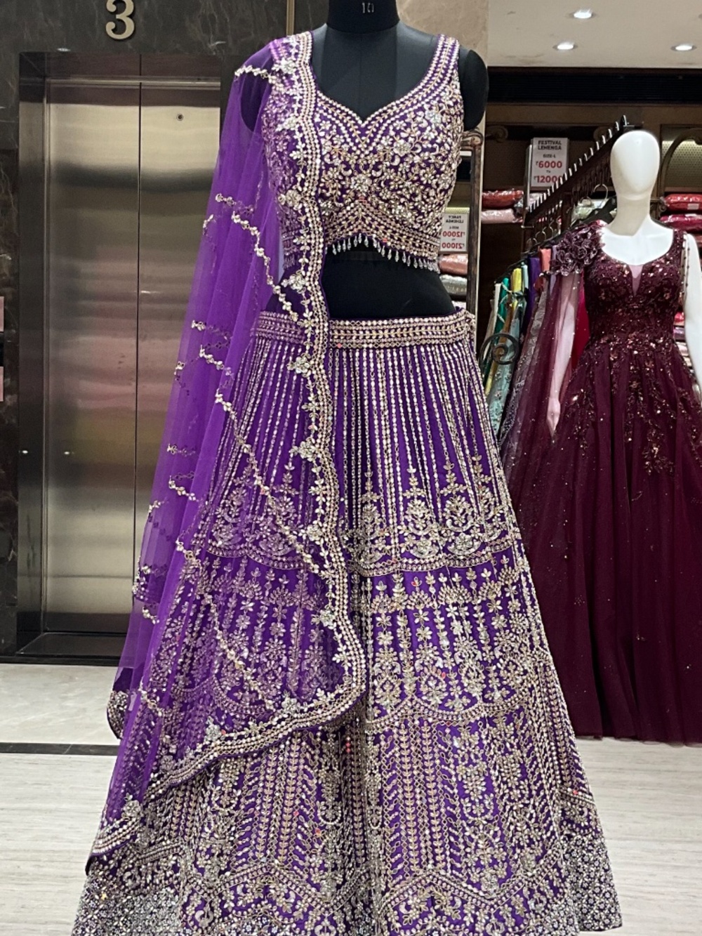 Stunning Purple Mirror Work Lehenga Choli – Sangeet / Wedding Outfit